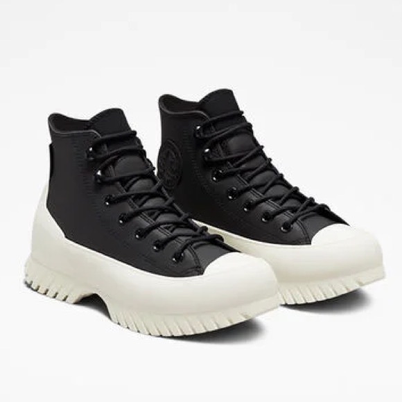 Converse Chuck Taylor All Star Lugged Mid Sneaker Boot Black & White Men Sz 10 - Picture 2 of 13